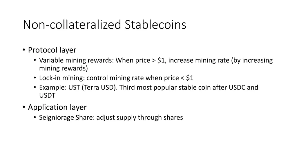 non collateralized stablecoins 1