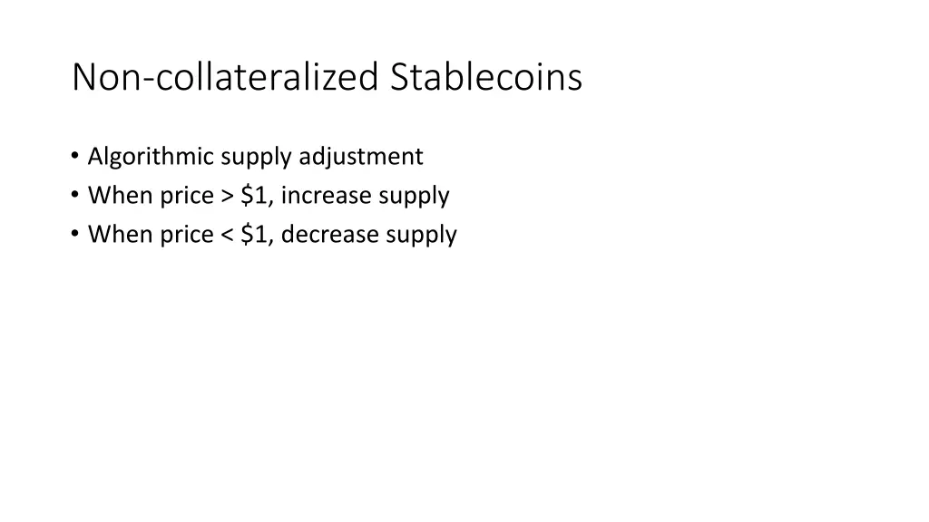 non collateralized stablecoins