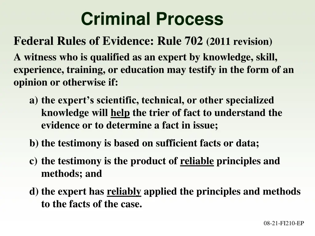 criminal process federal rules of evidence rule