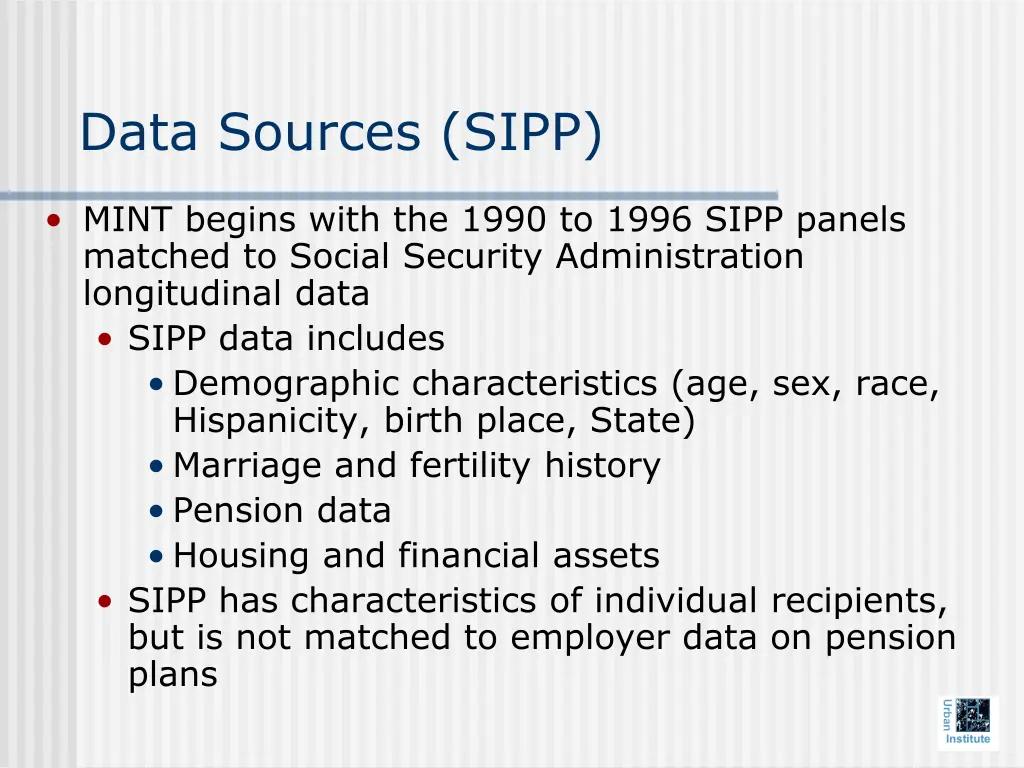 data sources sipp