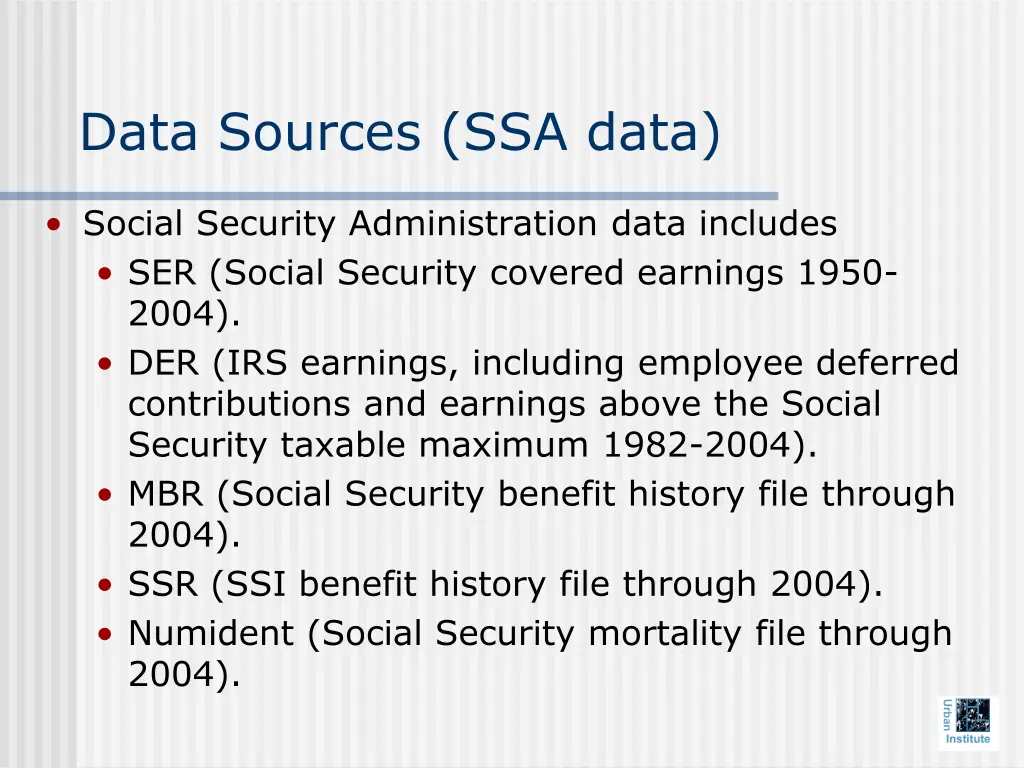 data sources ssa data