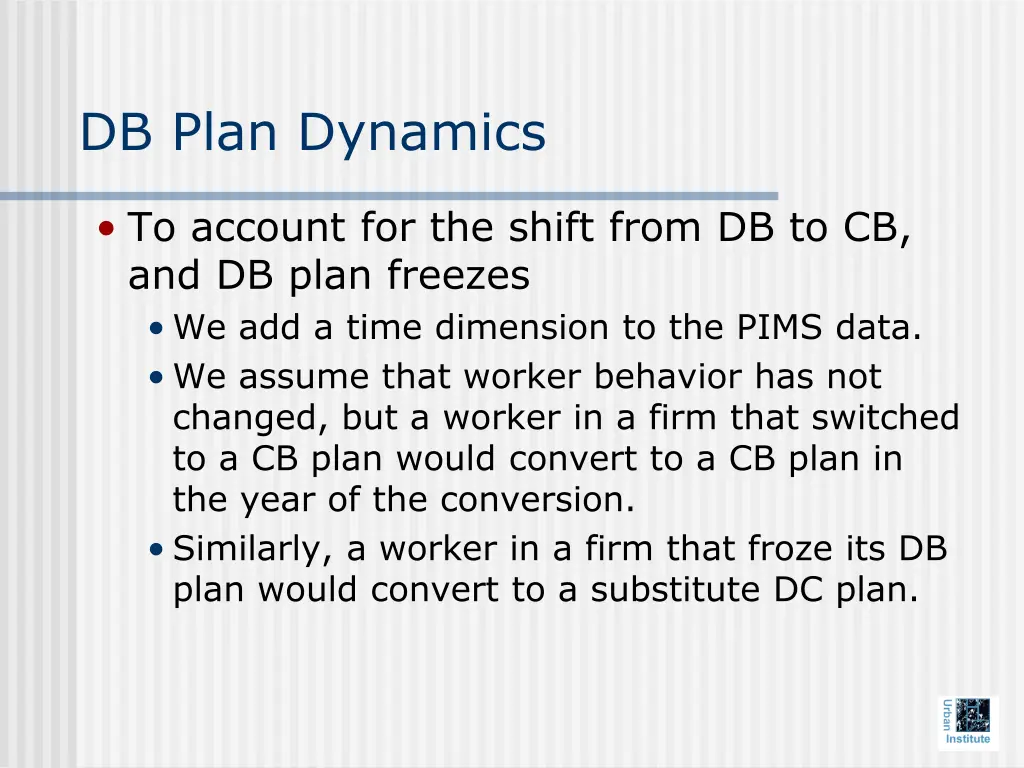 db plan dynamics