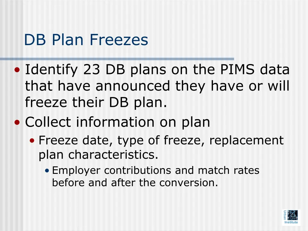 db plan freezes