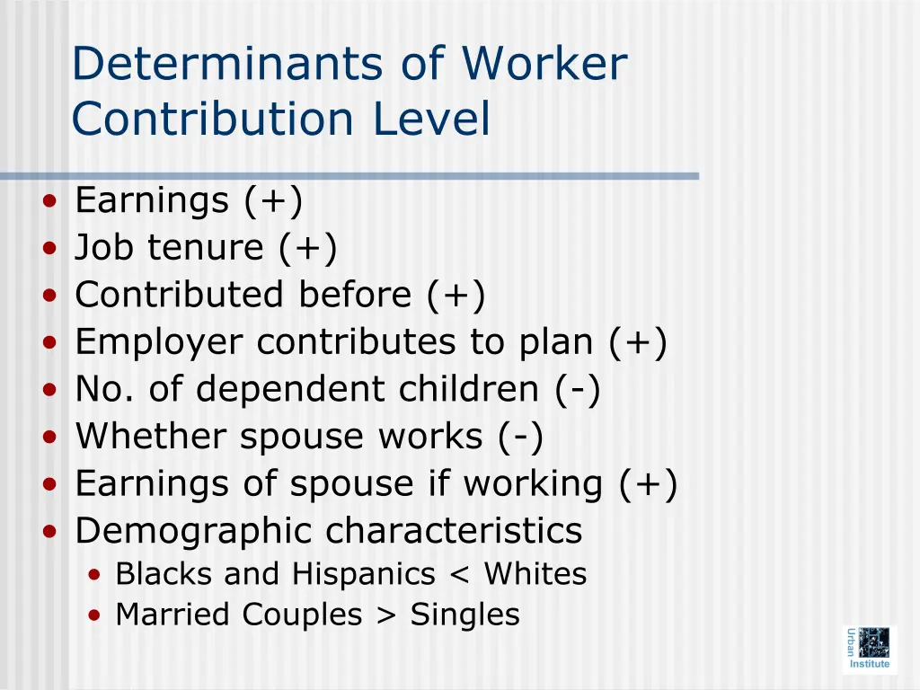 determinants of worker contribution level