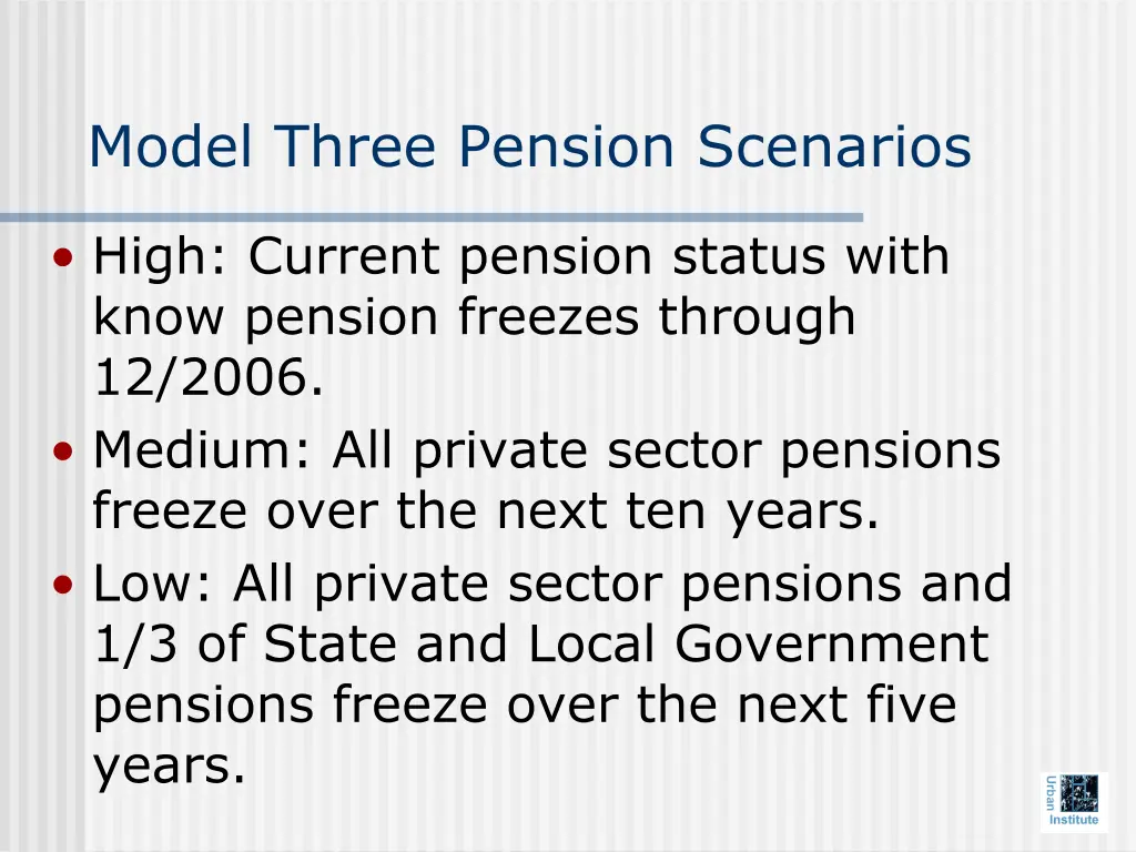 model three pension scenarios