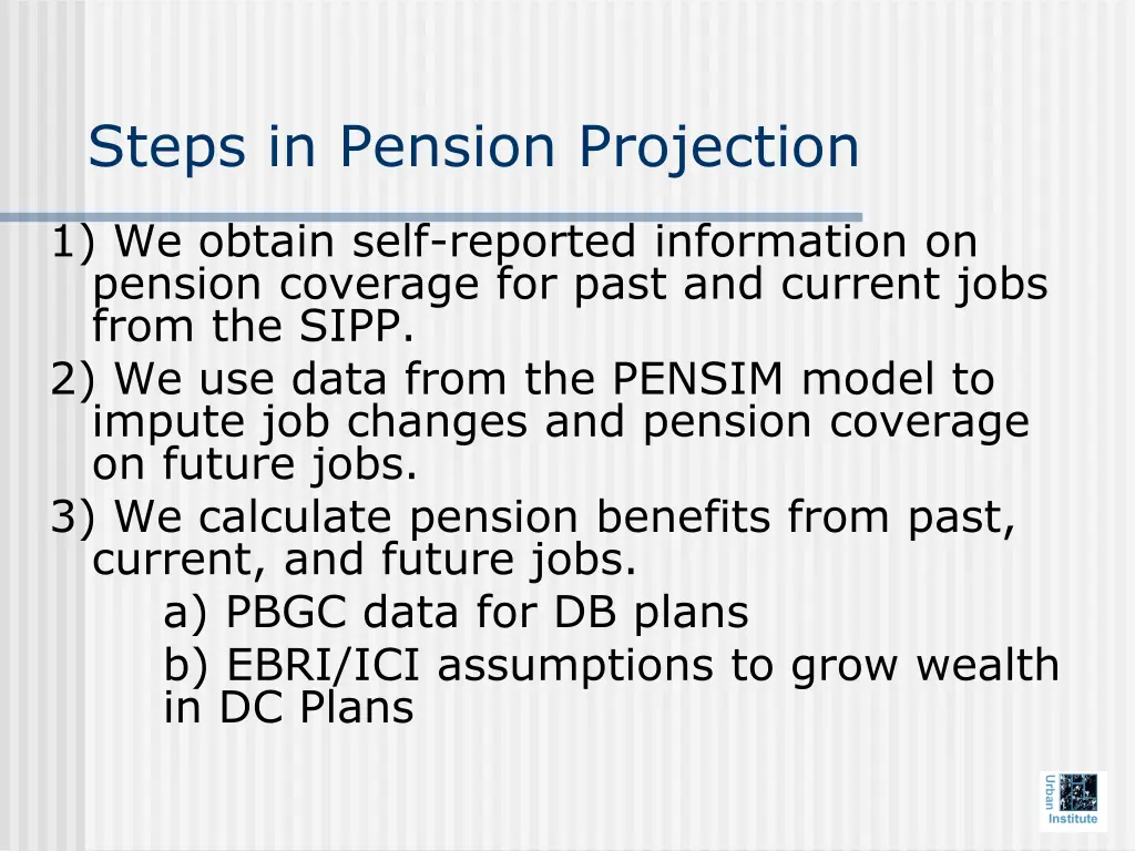 steps in pension projection