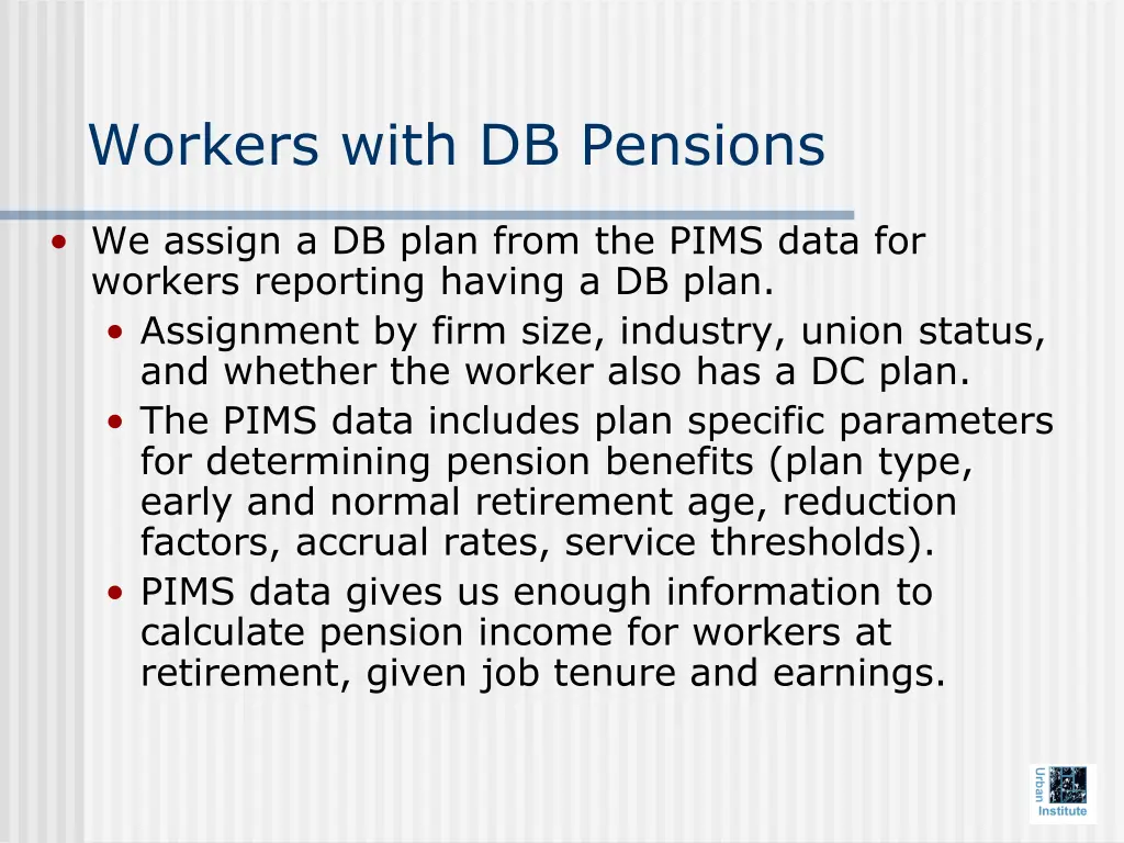 workers with db pensions