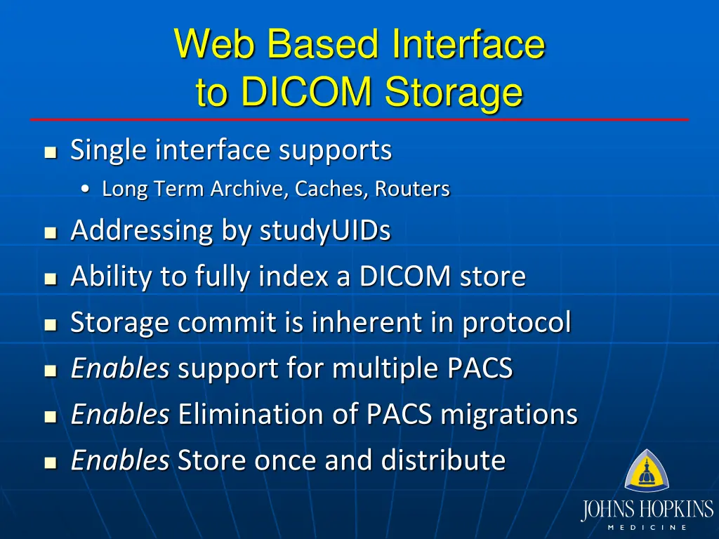 web based interface to dicom storage