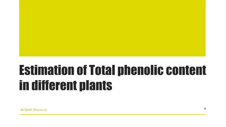 estimation of total phenolic content in different