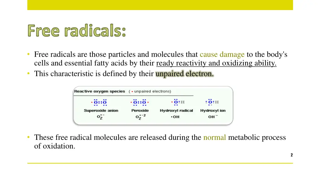 free radicals