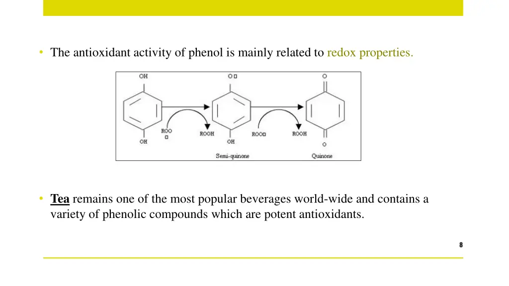 the antioxidant activity of phenol is mainly