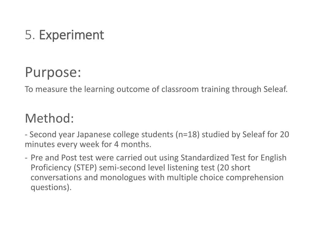 5 experiment experiment