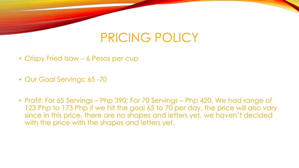 pricing policy