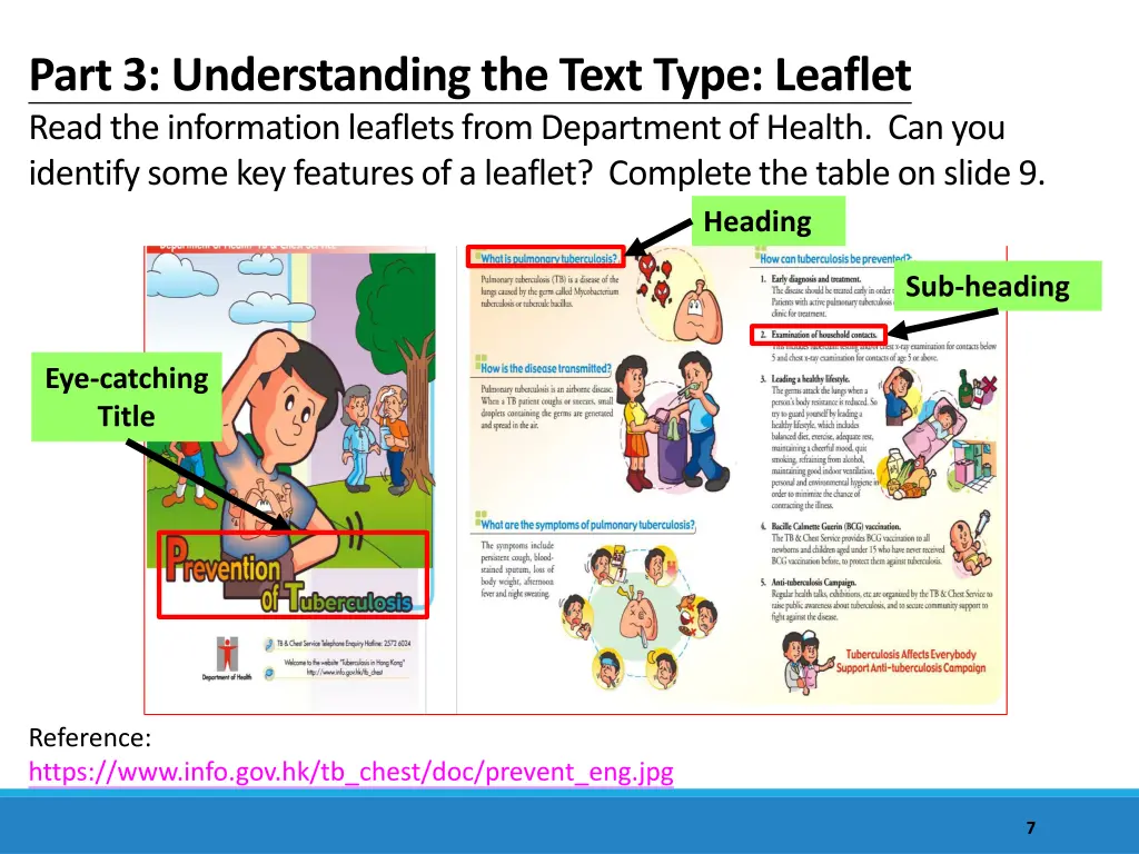 part 3 understanding the text type leaflet read