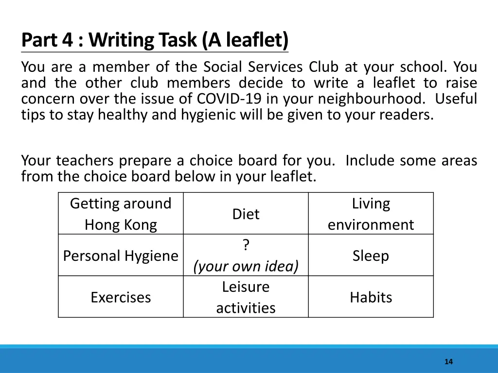 part 4 writing task a leaflet you are a member