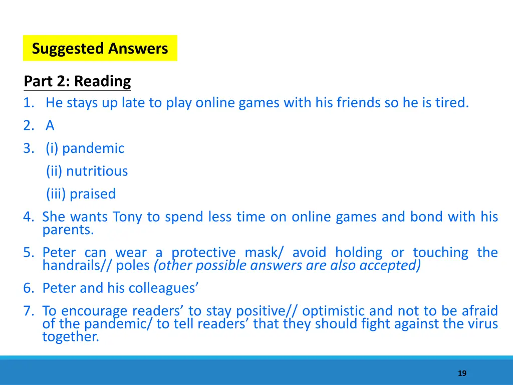 suggested answers