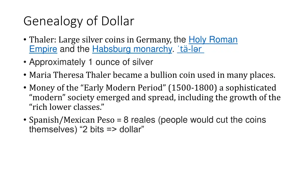 genealogy of dollar