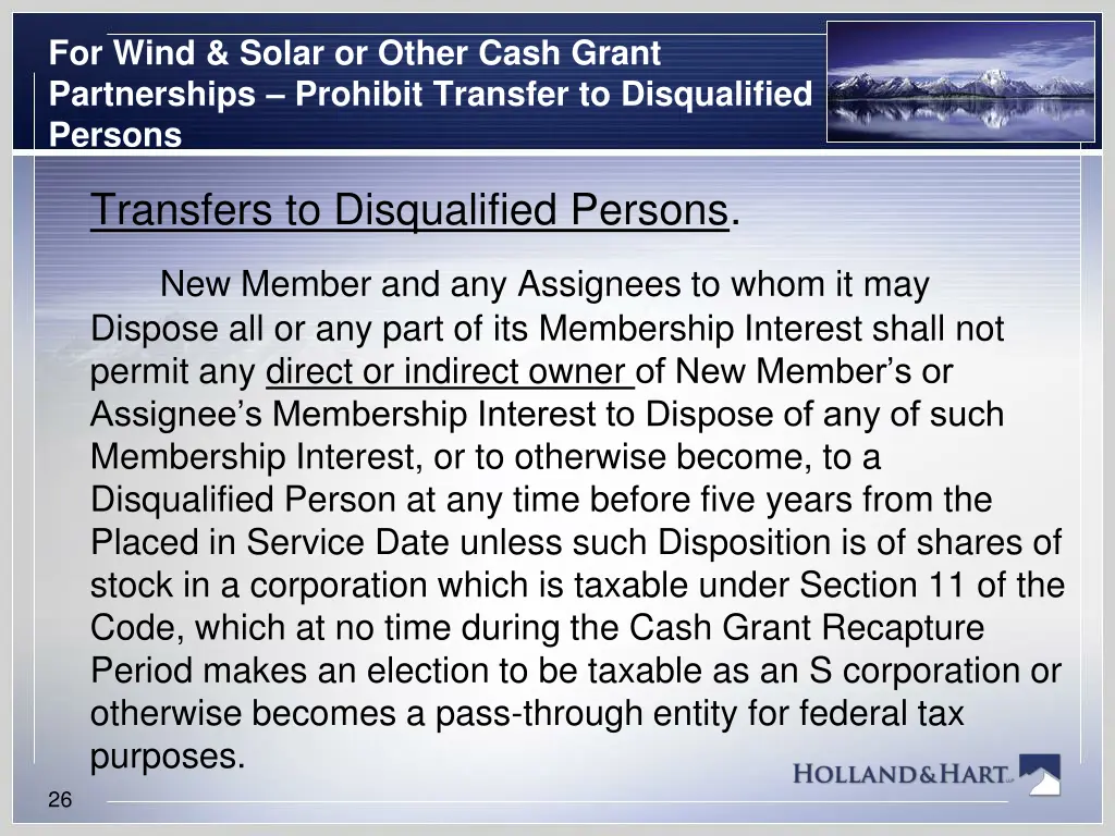 for wind solar or other cash grant partnerships