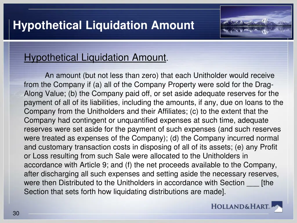 hypothetical liquidation amount