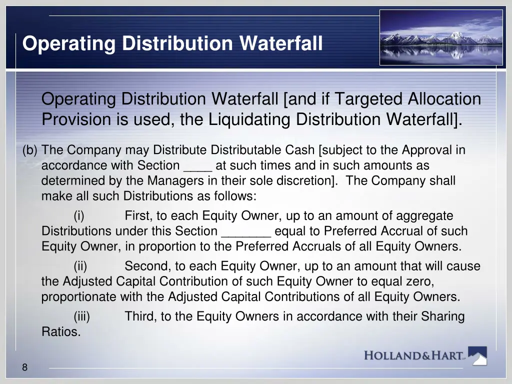 operating distribution waterfall