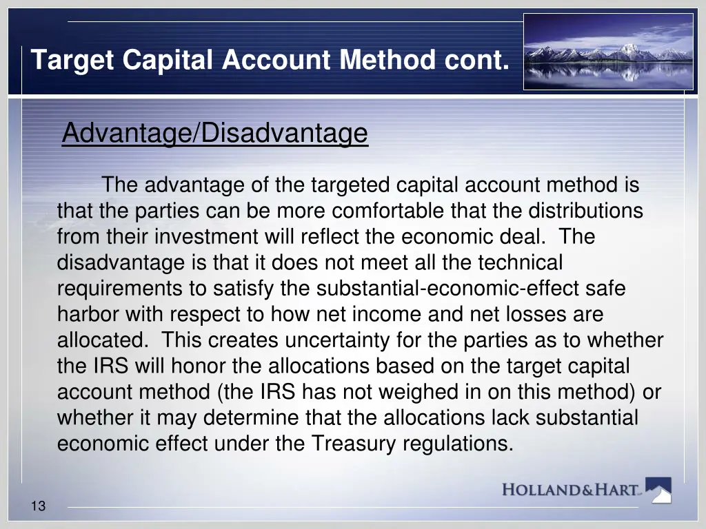 target capital account method cont 1