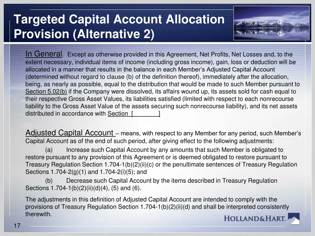 targeted capital account allocation provision