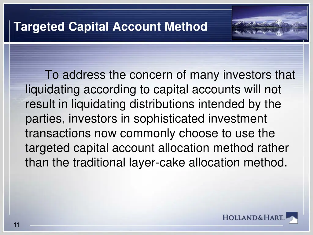 targeted capital account method