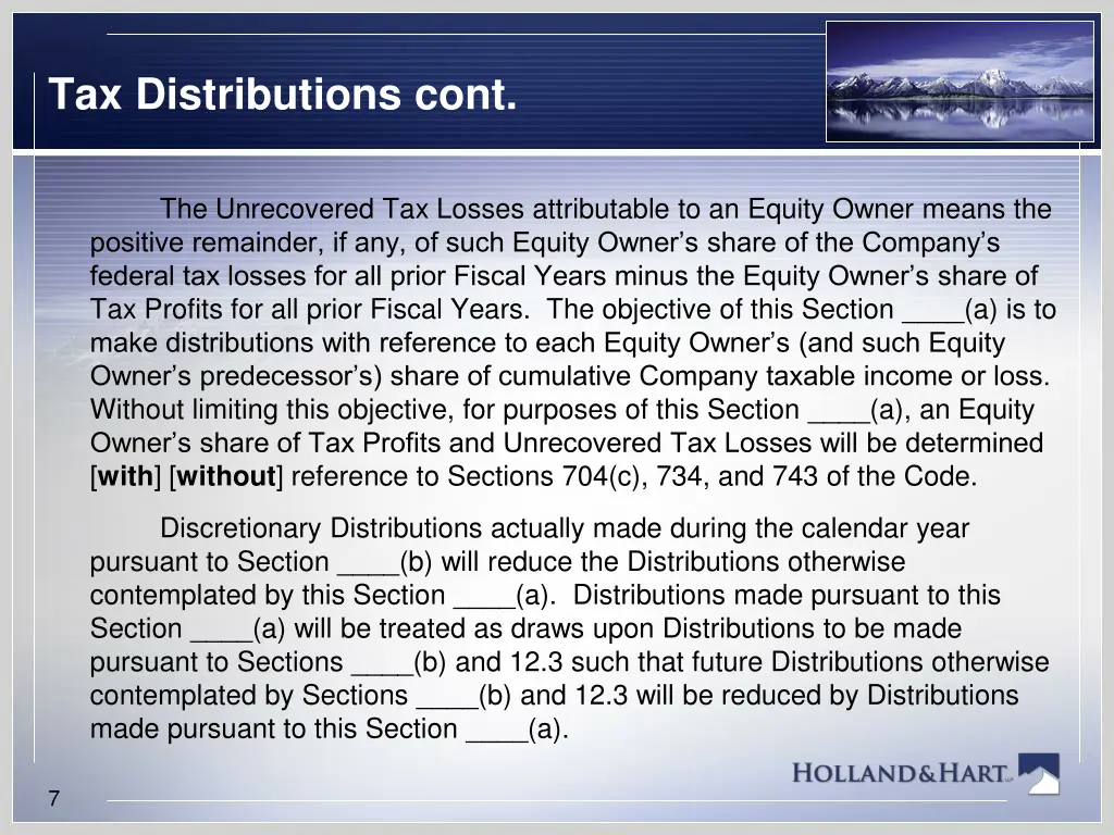 tax distributions cont