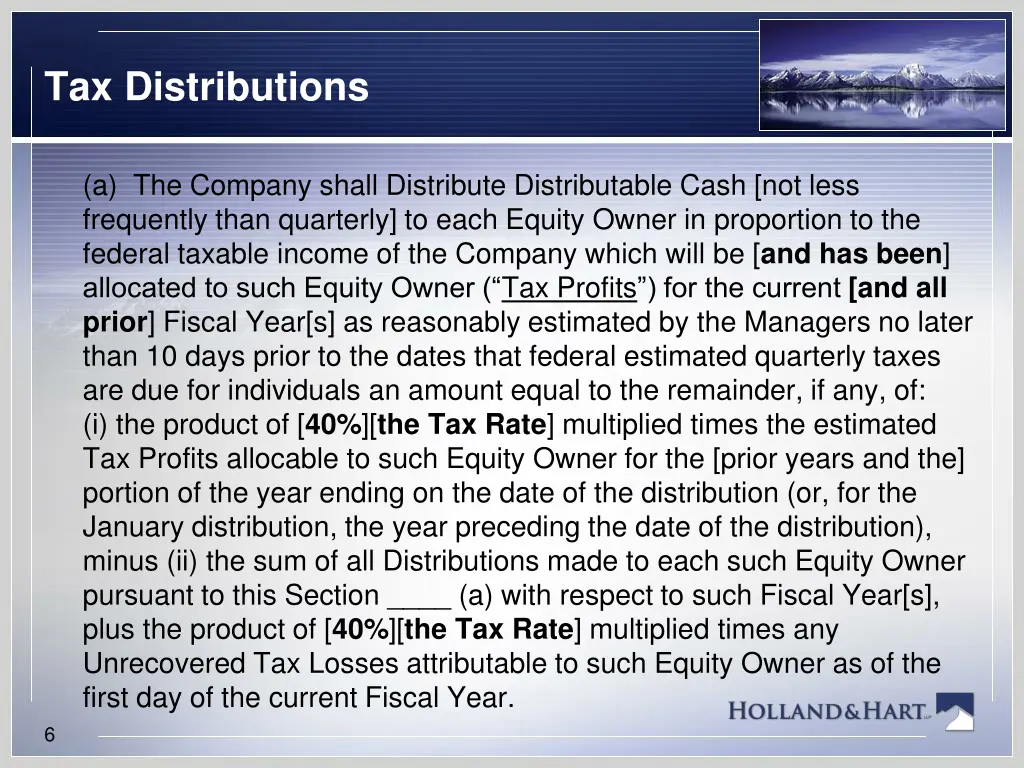 tax distributions