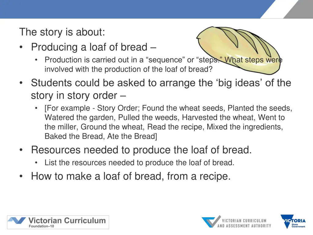 the story is about producing a loaf of bread