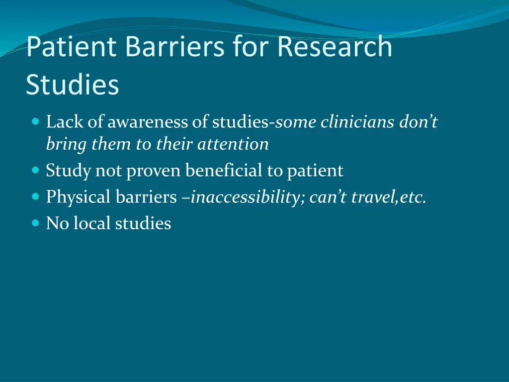 patient barriers for research studies