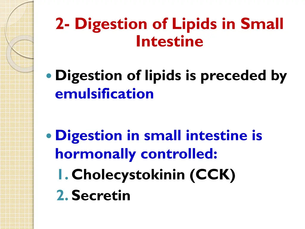 2 digestion of lipids in small intestine