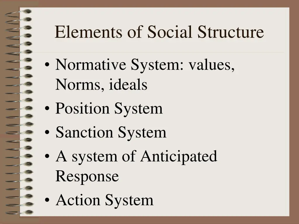 elements of social structure