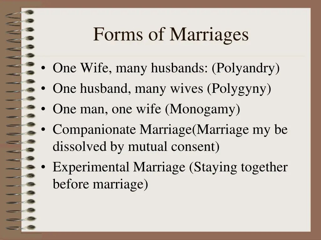 forms of marriages