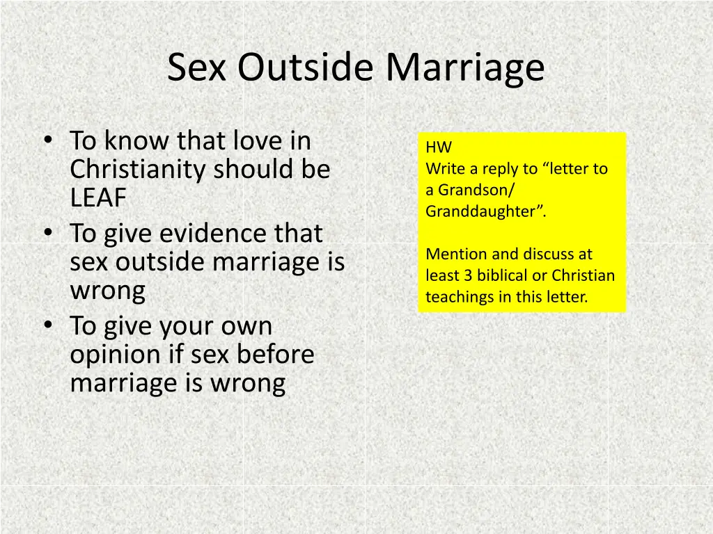 sex outside marriage