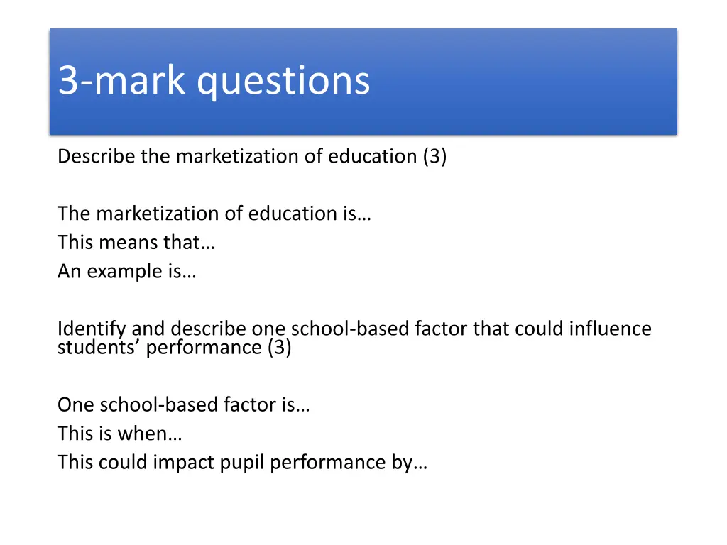 3 mark questions 1