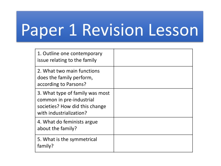 paper 1 revision lesson