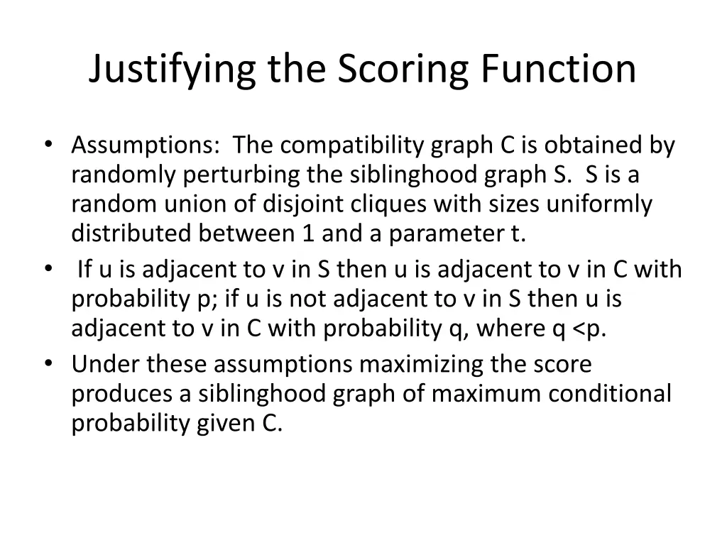 justifying the scoring function