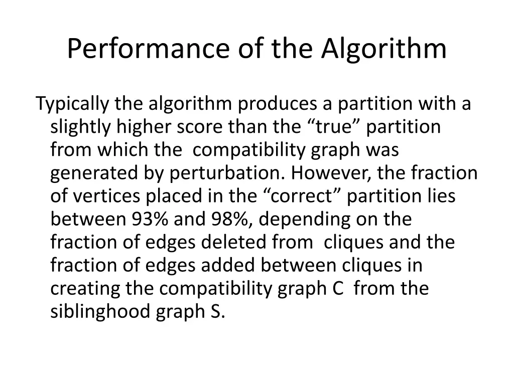 performance of the algorithm