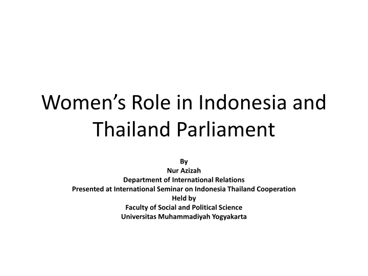 women s role in indonesia and thailand parliament