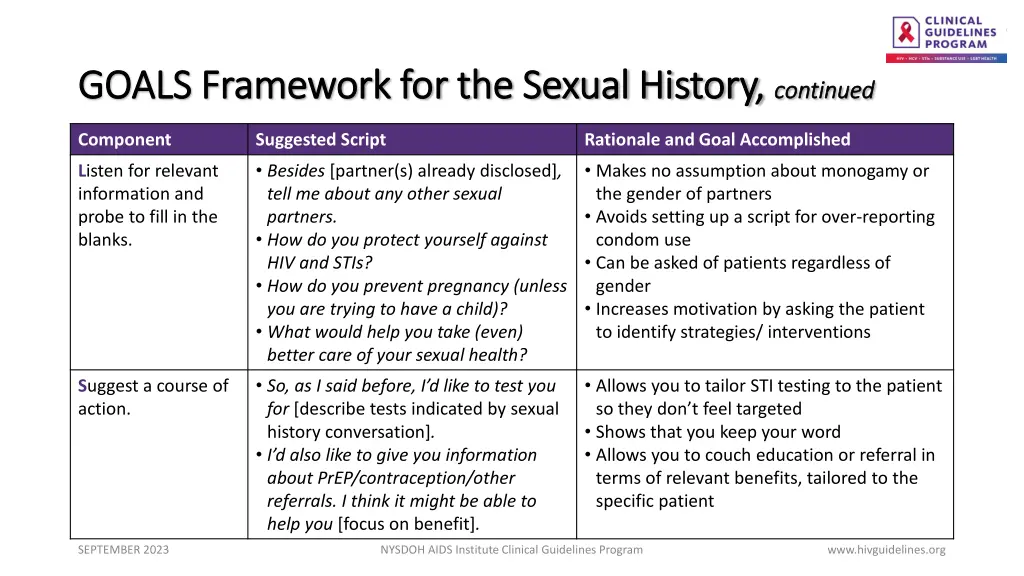 goals framework for the sexual history goals 2