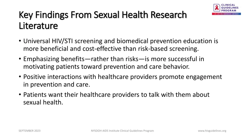 key findings from sexual health research