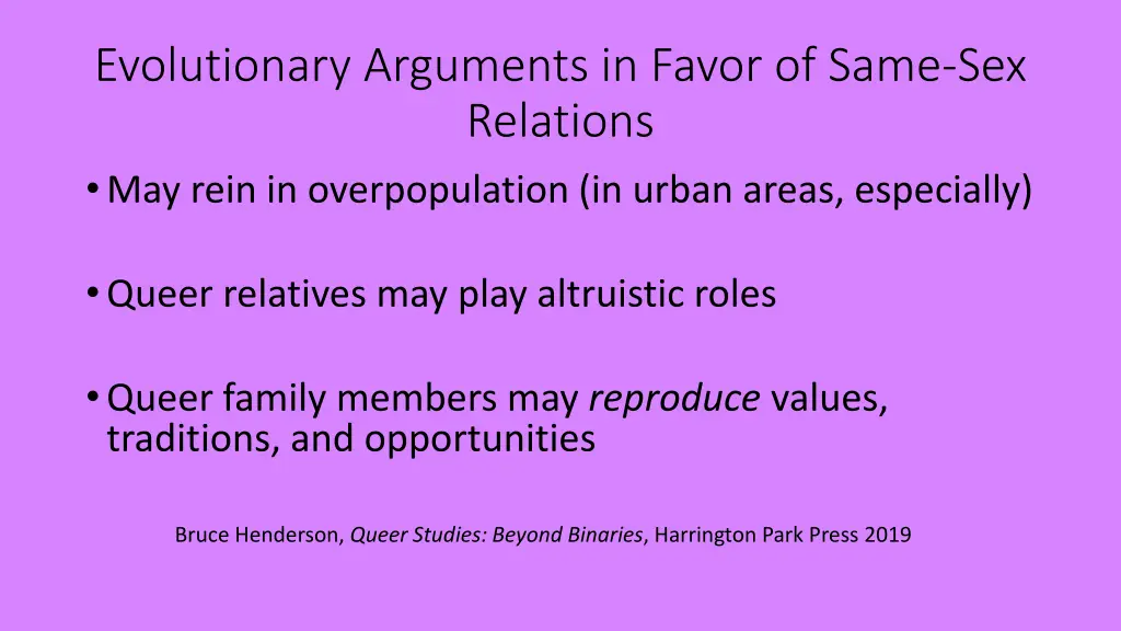 evolutionary arguments in favor of same