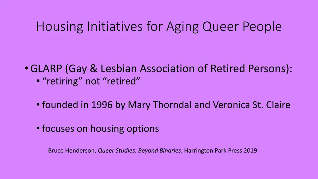 housing initiatives for aging queer people