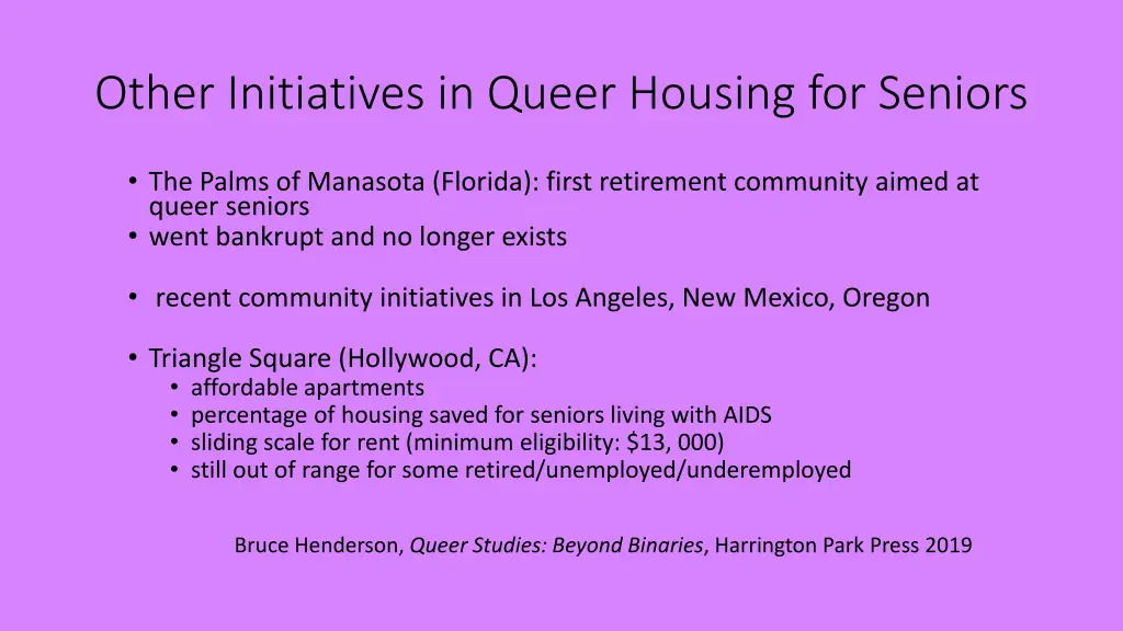 other initiatives in queer housing for seniors