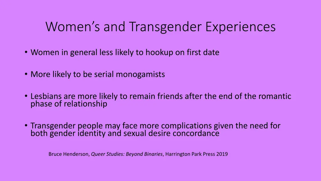 women s and transgender experiences