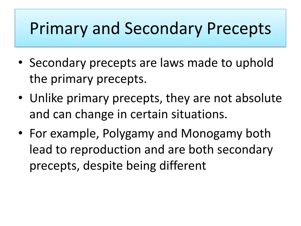 primary and secondary precepts 1