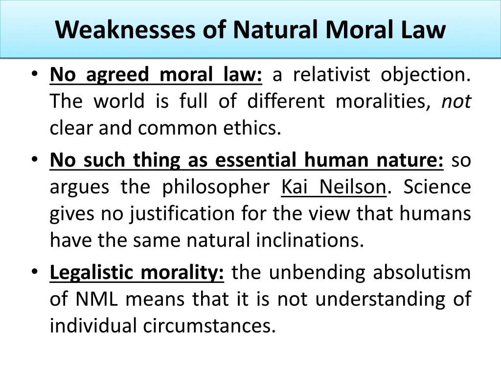 weaknesses of natural moral law