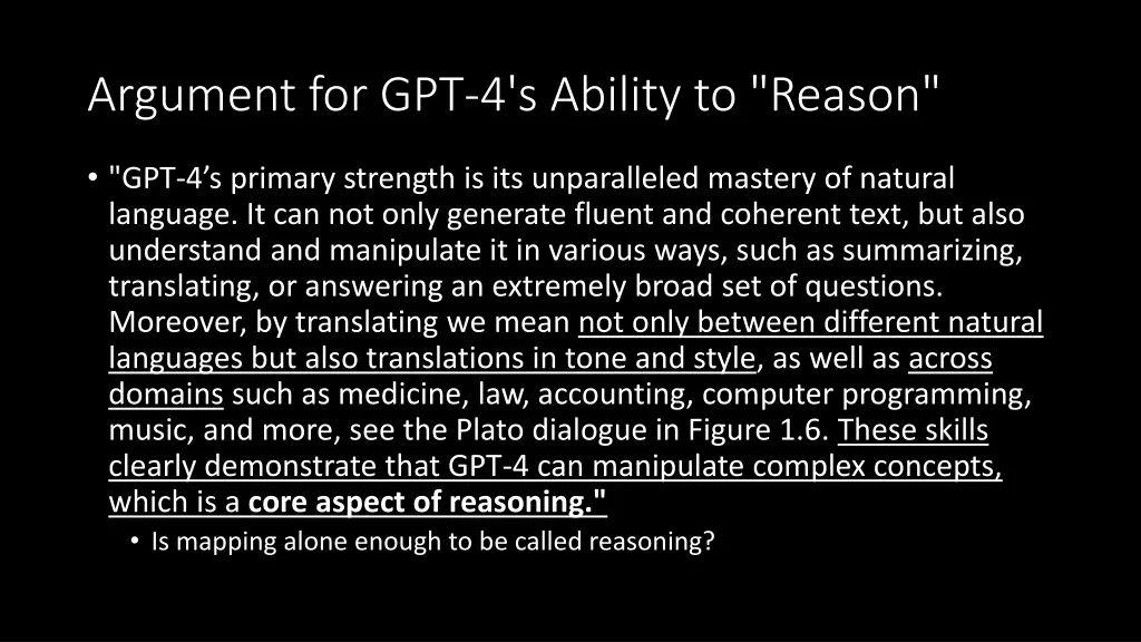 argument for gpt 4 s ability to reason
