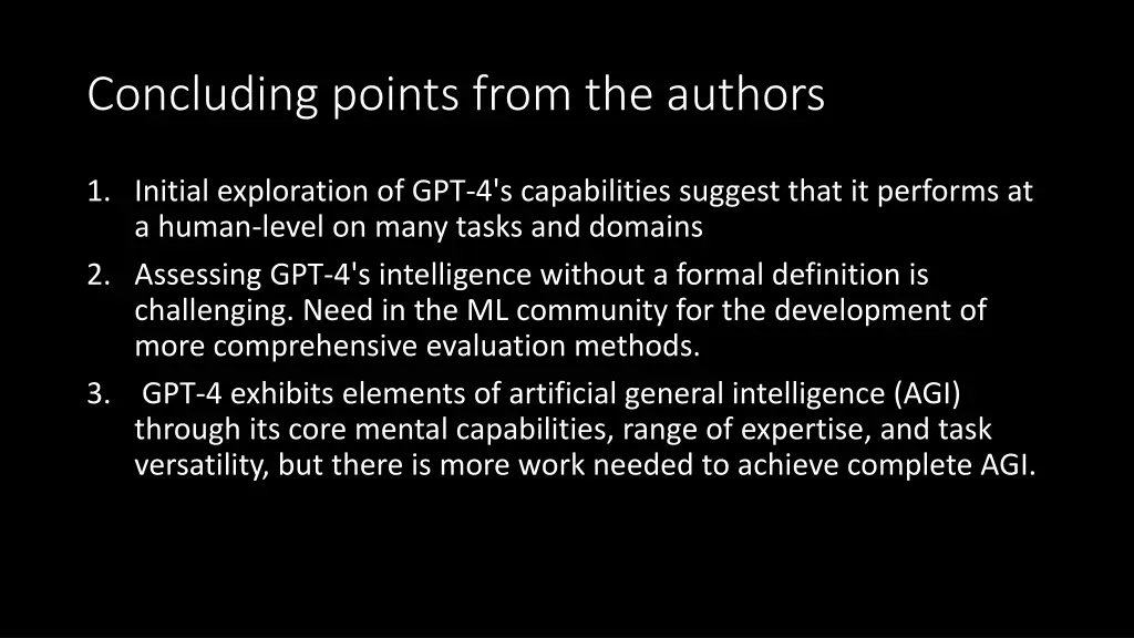 concluding points from the authors